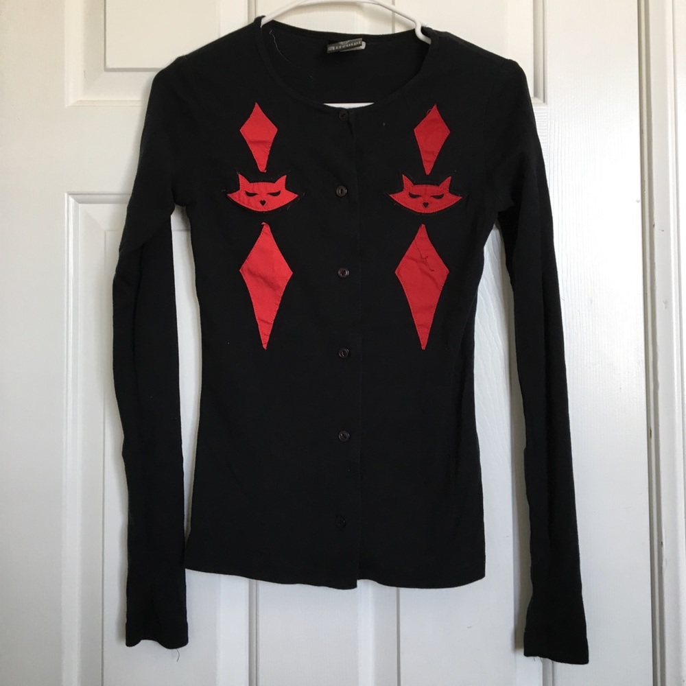 Black cardigan with kitty red faces from H…